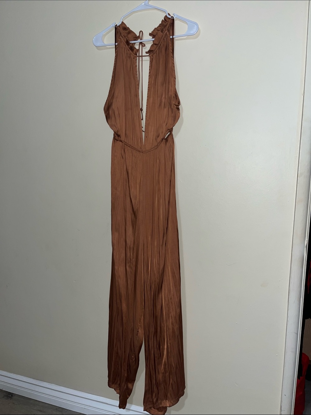 Melrose With Love Women's Brown Halter Jumpsuit Adjustable straps